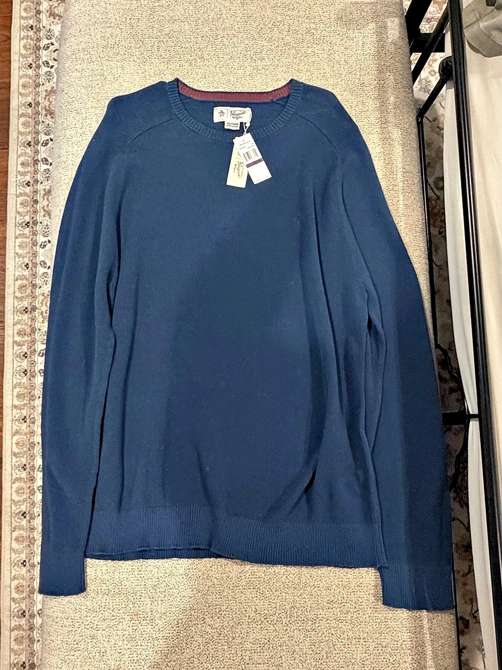 Original Penguin Crew Neck Cotton Knit Pullover Blue XXL NWT